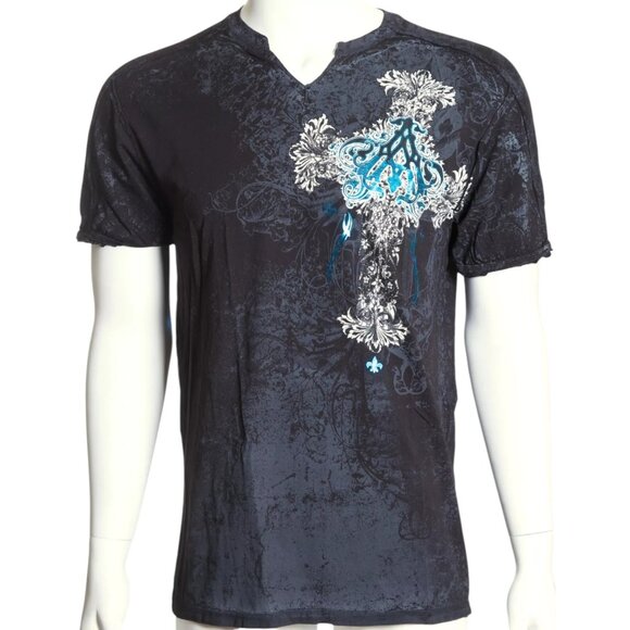 ARCHAIC by AFFLICTION Black MAUSOLEUM Short Sleeve Slim Fit Y2K T-shirt NWT - Picture 4 of 8